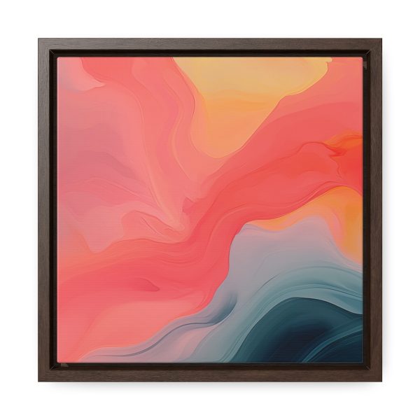 Aqueous Expression in Navy and Peachy Pastels 04 - Gallery Canvas Wraps, Square Frame - Image 21