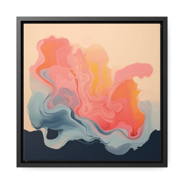 Aqueous Expression in Navy and Peachy Pastels 01 - Gallery Canvas Wraps, Square Frame - Image 26