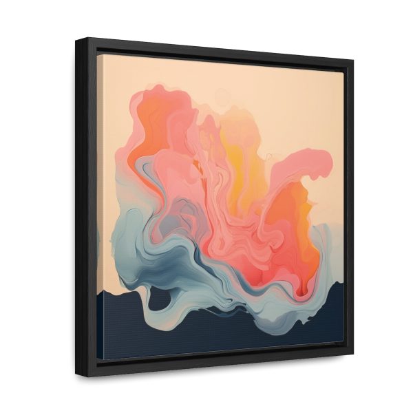 Aqueous Expression in Navy and Peachy Pastels 01 - Gallery Canvas Wraps, Square Frame - Image 27