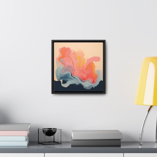 Aqueous Expression in Navy and Peachy Pastels 01 - Gallery Canvas Wraps, Square Frame - Image 29