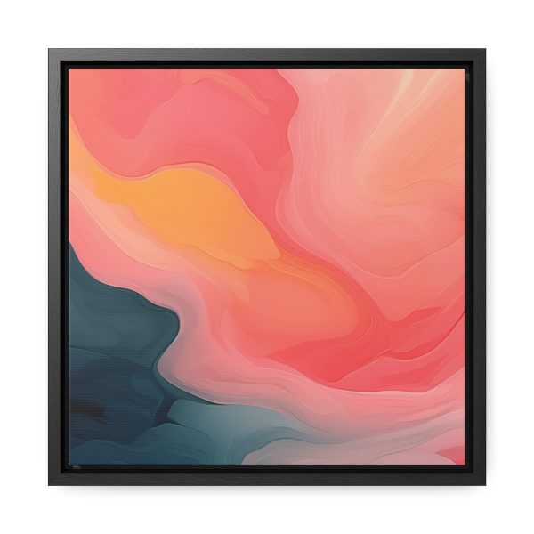 Aqueous Expression in Navy and Peachy Pastels 02 - Gallery Canvas Wraps, Square Frame - Image 26