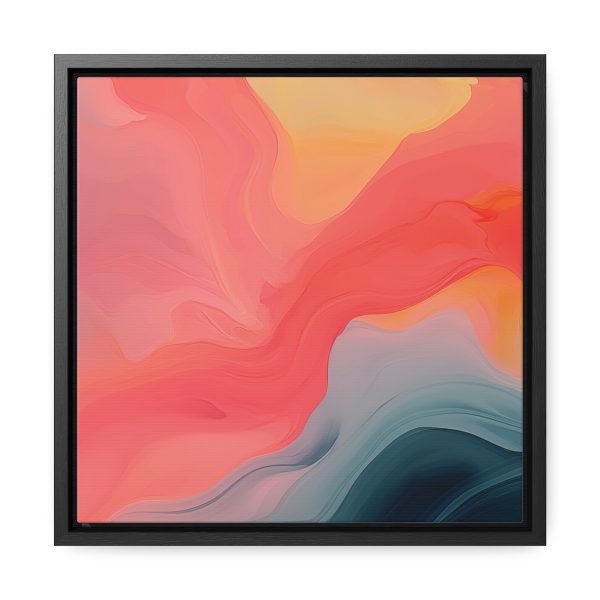 Aqueous Expression in Navy and Peachy Pastels 04 - Gallery Canvas Wraps, Square Frame - Image 26