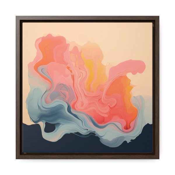 Aqueous Expression in Navy and Peachy Pastels 01 - Gallery Canvas Wraps, Square Frame - Image 31