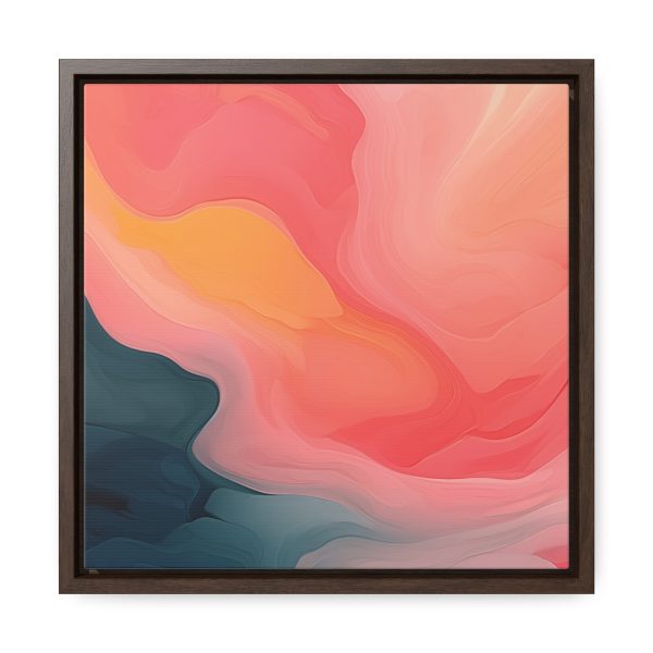 Aqueous Expression in Navy and Peachy Pastels 02 - Gallery Canvas Wraps, Square Frame - Image 31