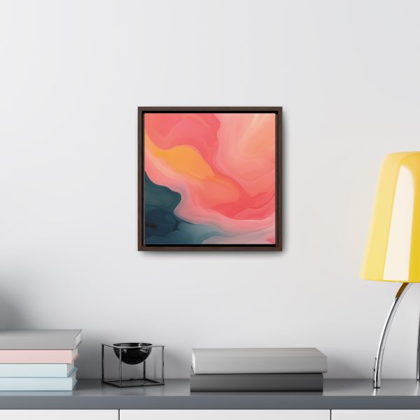 Aqueous Expression in Navy and Peachy Pastels 02 - Gallery Canvas Wraps, Square Frame - Image 34