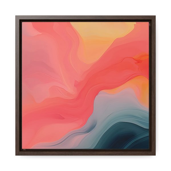 Aqueous Expression in Navy and Peachy Pastels 04 - Gallery Canvas Wraps, Square Frame - Image 31