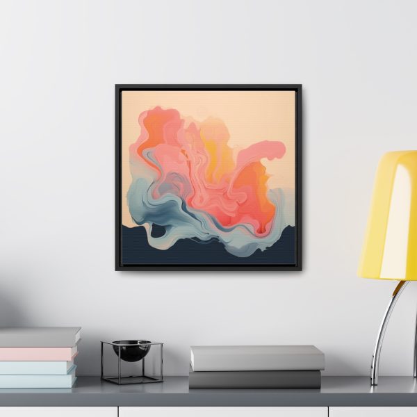 Aqueous Expression in Navy and Peachy Pastels 01 - Gallery Canvas Wraps, Square Frame - Image 39