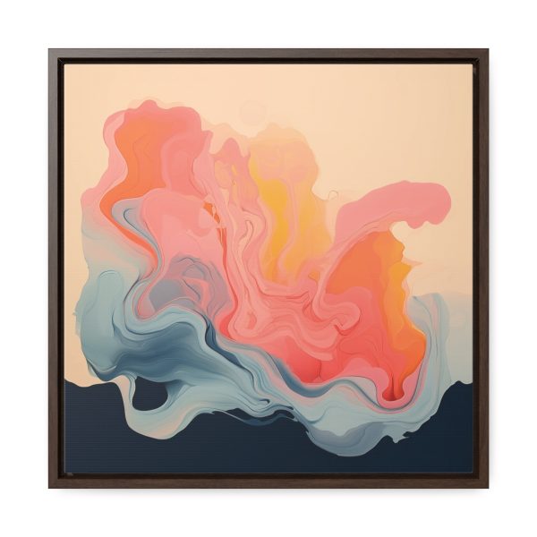 Aqueous Expression in Navy and Peachy Pastels 01 - Gallery Canvas Wraps, Square Frame - Image 41