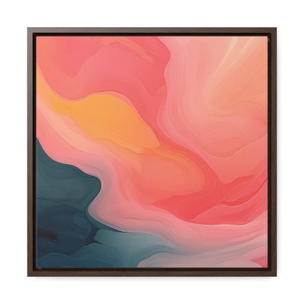 Aqueous Expression in Navy and Peachy Pastels 02 - Gallery Canvas Wraps, Square Frame - Image 41