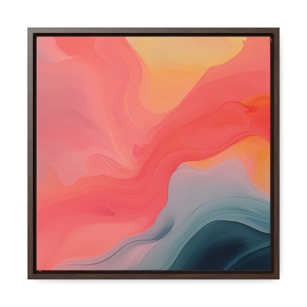 Aqueous Expression in Navy and Peachy Pastels 04 - Gallery Canvas Wraps, Square Frame - Image 41