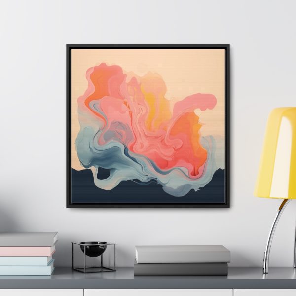 Aqueous Expression in Navy and Peachy Pastels 01 - Gallery Canvas Wraps, Square Frame - Image 49