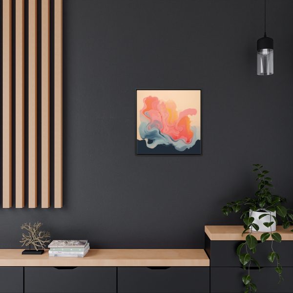 Aqueous Expression in Navy and Peachy Pastels 01 - Gallery Canvas Wraps, Square Frame - Image 50