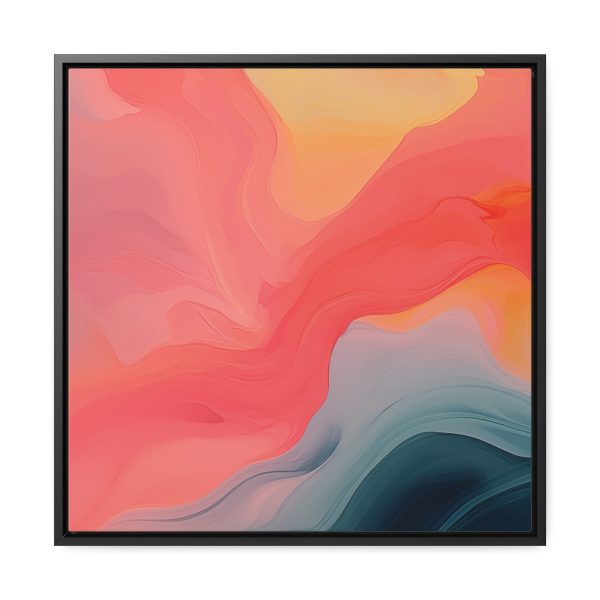 Aqueous Expression in Navy and Peachy Pastels 04 - Gallery Canvas Wraps, Square Frame - Image 46