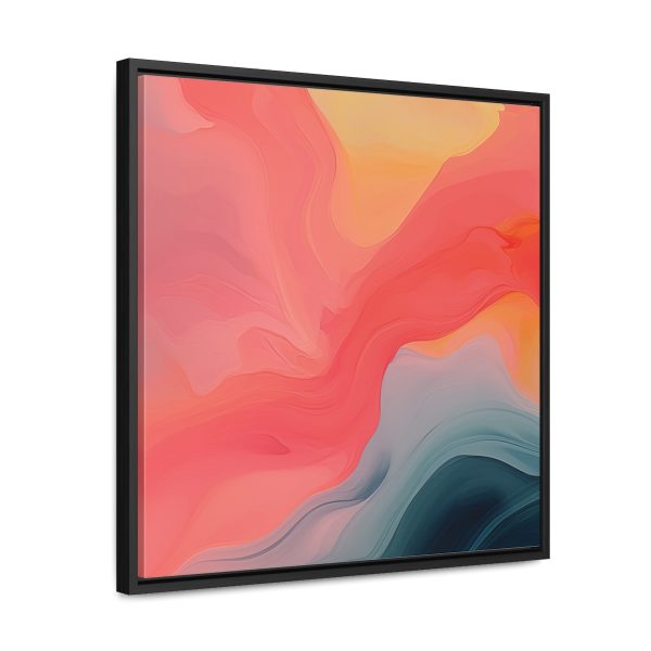 Aqueous Expression in Navy and Peachy Pastels 04 - Gallery Canvas Wraps, Square Frame - Image 47