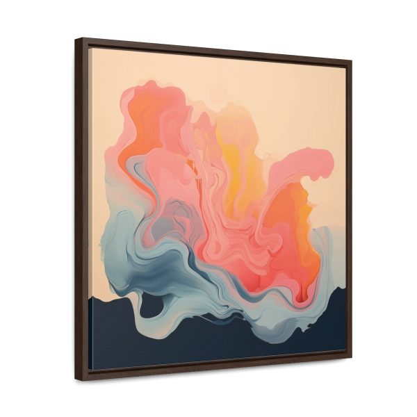 Aqueous Expression in Navy and Peachy Pastels 01 - Gallery Canvas Wraps, Square Frame - Image 52