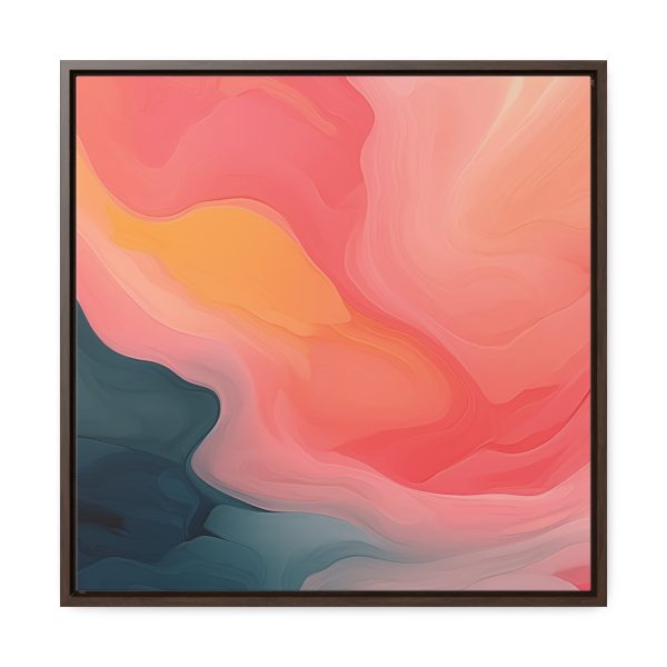 Aqueous Expression in Navy and Peachy Pastels 02 - Gallery Canvas Wraps, Square Frame - Image 51