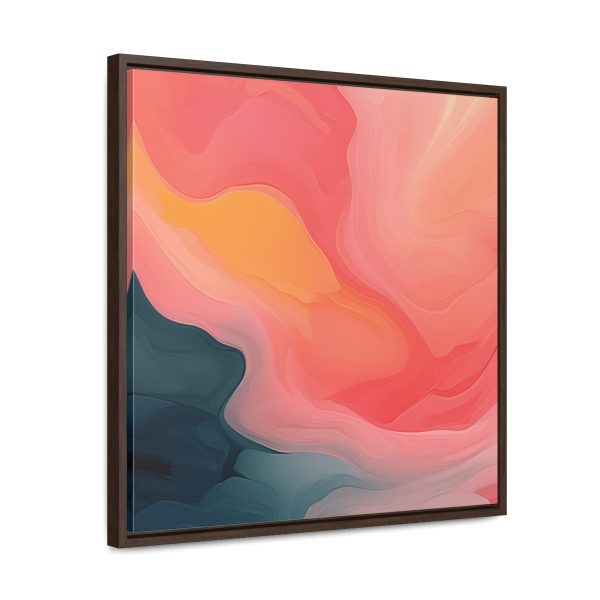 Aqueous Expression in Navy and Peachy Pastels 02 - Gallery Canvas Wraps, Square Frame - Image 52