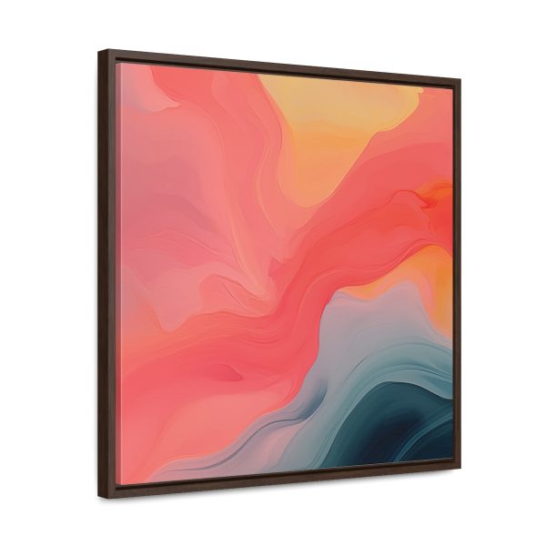 Aqueous Expression in Navy and Peachy Pastels 04 - Gallery Canvas Wraps, Square Frame - Image 52