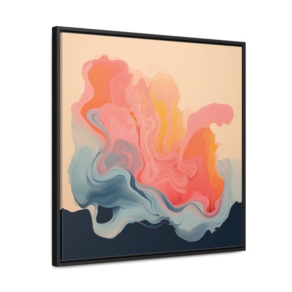 Aqueous Expression in Navy and Peachy Pastels 01 - Gallery Canvas Wraps, Square Frame - Image 57