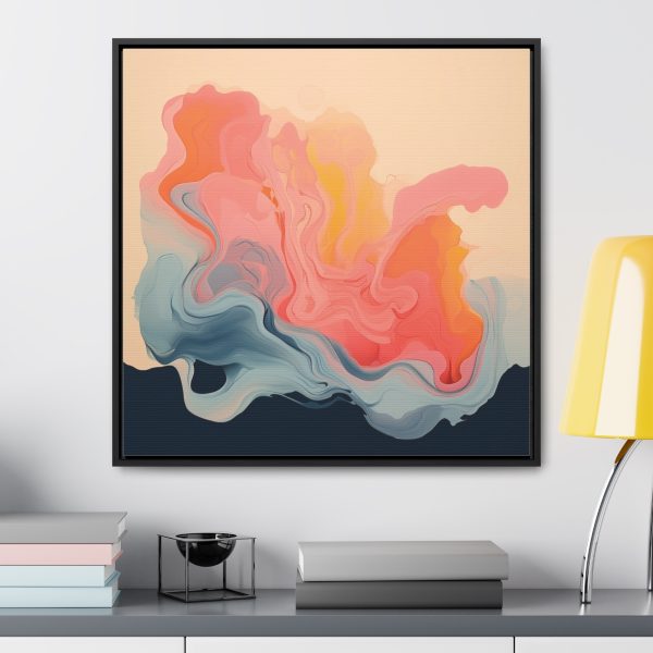 Aqueous Expression in Navy and Peachy Pastels 01 - Gallery Canvas Wraps, Square Frame - Image 59