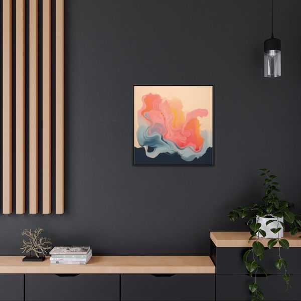 Aqueous Expression in Navy and Peachy Pastels 01 - Gallery Canvas Wraps, Square Frame - Image 60