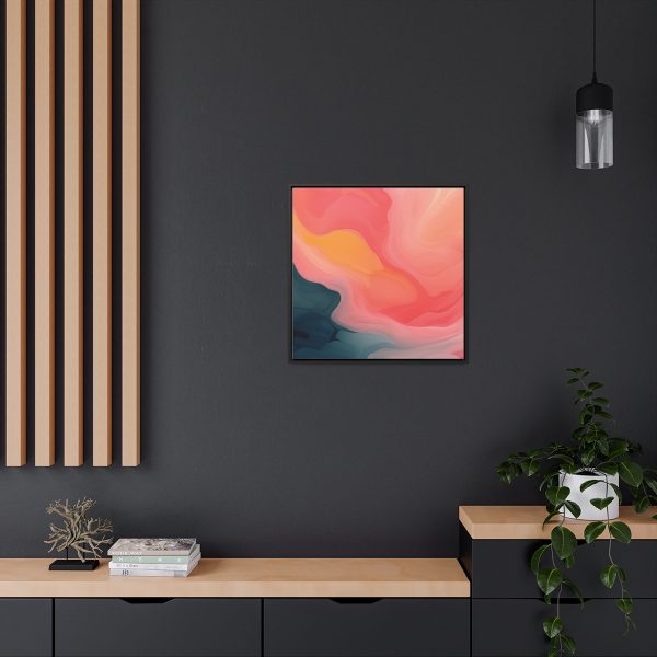 Aqueous Expression in Navy and Peachy Pastels 02 - Gallery Canvas Wraps, Square Frame - Image 60