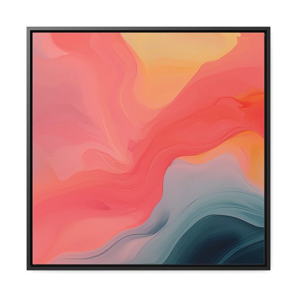 Aqueous Expression in Navy and Peachy Pastels 04 - Gallery Canvas Wraps, Square Frame - Image 56