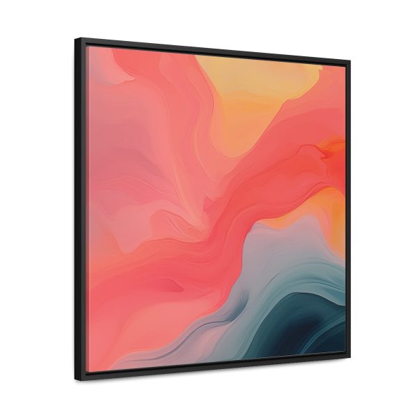 Aqueous Expression in Navy and Peachy Pastels 04 - Gallery Canvas Wraps, Square Frame - Image 57