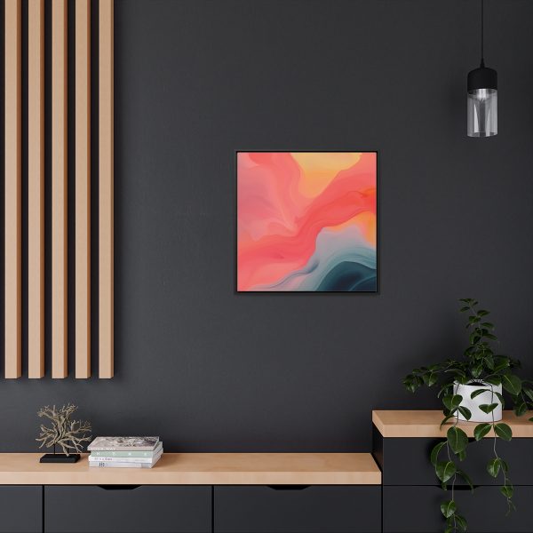 Aqueous Expression in Navy and Peachy Pastels 04 - Gallery Canvas Wraps, Square Frame - Image 60