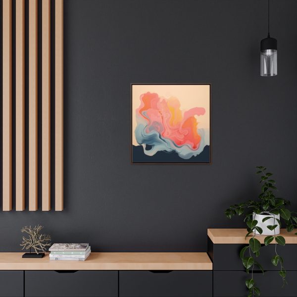 Aqueous Expression in Navy and Peachy Pastels 01 - Gallery Canvas Wraps, Square Frame - Image 64