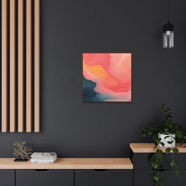 Aqueous Expression in Navy and Peachy Pastels 02 - Gallery Canvas Wraps, Square Frame - Image 64