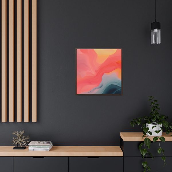 Aqueous Expression in Navy and Peachy Pastels 04 - Gallery Canvas Wraps, Square Frame - Image 64