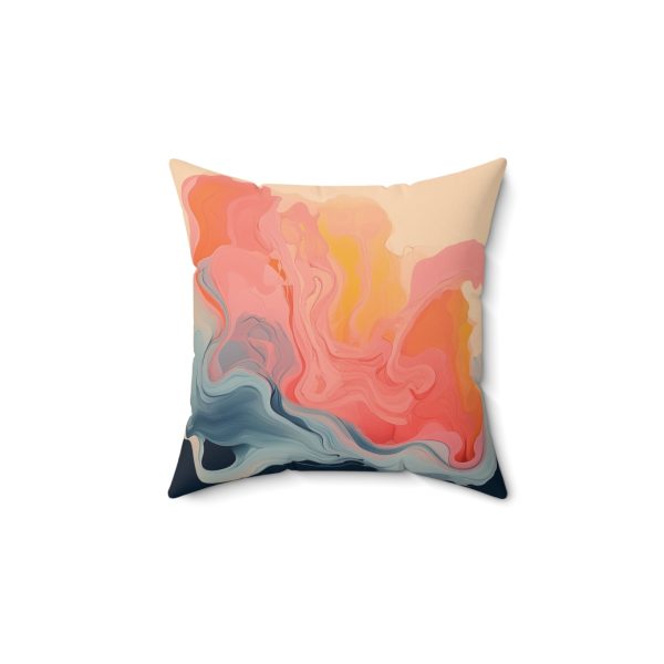 Aqueous Expression in Navy and Peachy Pastels 01 - Spun Polyester Square Pillow - Image 4