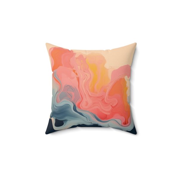 Aqueous Expression in Navy and Peachy Pastels 01 - Spun Polyester Square Pillow - Image 5