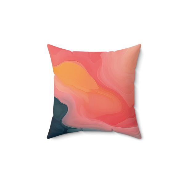 Aqueous Expression in Navy and Peachy Pastels 02 - Spun Polyester Square Pillow - Image 4