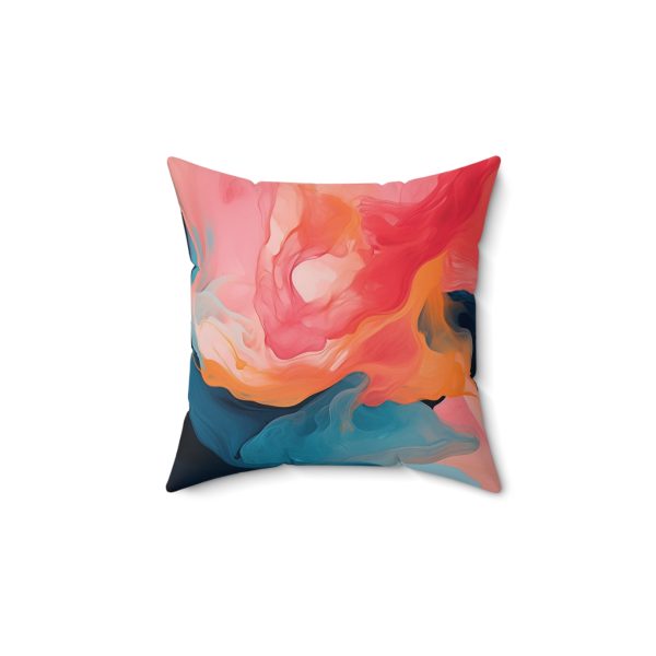 Aqueous Expression in Navy and Peachy Pastels 03 - Spun Polyester Square Pillow - Image 4