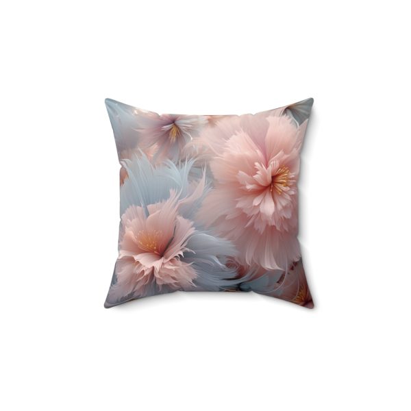 Powder Pink and Baby Blue Feathery Floral - Spun Polyester Square Pillow - Image 4