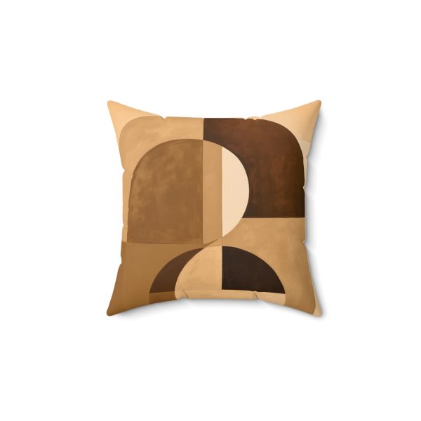 Soft Geometric Windows in Honey Yellow Tone - Spun Polyester Square Pillow - Image 4