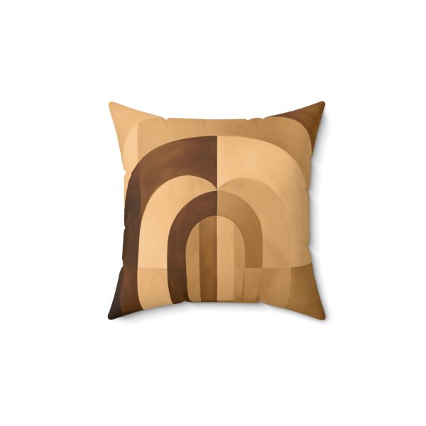 Soft Geometric Archways in Honey Yellow Tone - Spun Polyester Square Pillow - Image 4