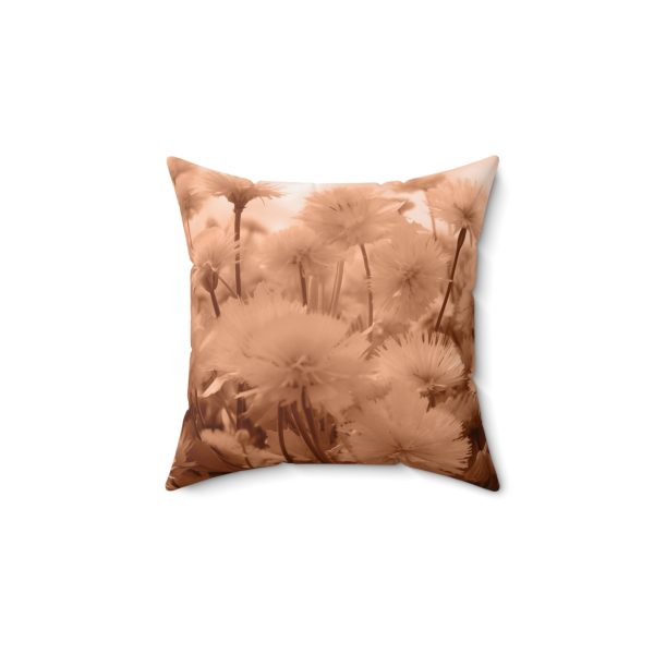 Fuzzy Dandelion Fantasy in Peach Fuzz Tone - Spun Polyester Square Pillow - Image 4