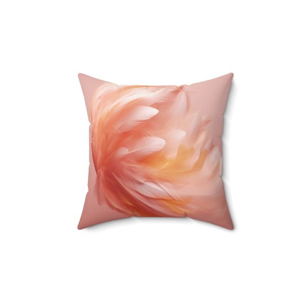 Lovely Fuzzy Feathers in Peach 02 - Spun Polyester Square Pillow - Image 4