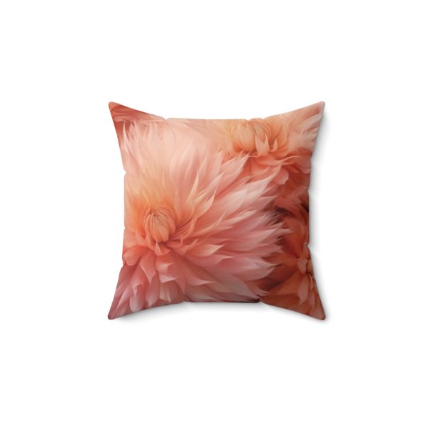 Lovely Fuzzy Buds in Peach 01 - Spun Polyester Square Pillow - Image 4