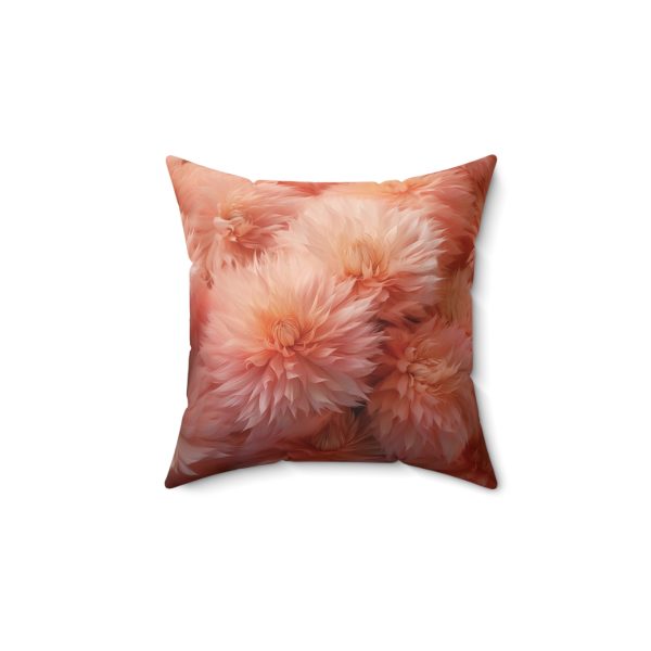 Lovely Fuzzy Buds in Peach 02 - Spun Polyester Square Pillow - Image 4