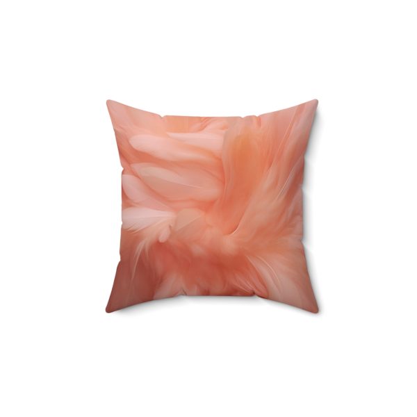 Lovely Fuzzy Feathers in Peach 01 - Spun Polyester Square Pillow - Image 4