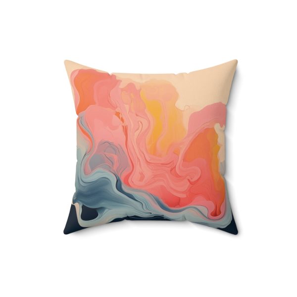 Aqueous Expression in Navy and Peachy Pastels 01 - Spun Polyester Square Pillow - Image 7