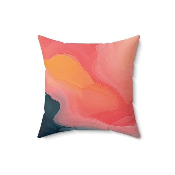 Aqueous Expression in Navy and Peachy Pastels 02 - Spun Polyester Square Pillow - Image 7