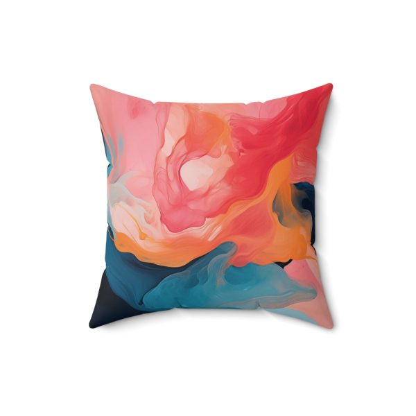 Aqueous Expression in Navy and Peachy Pastels 03 - Spun Polyester Square Pillow - Image 7