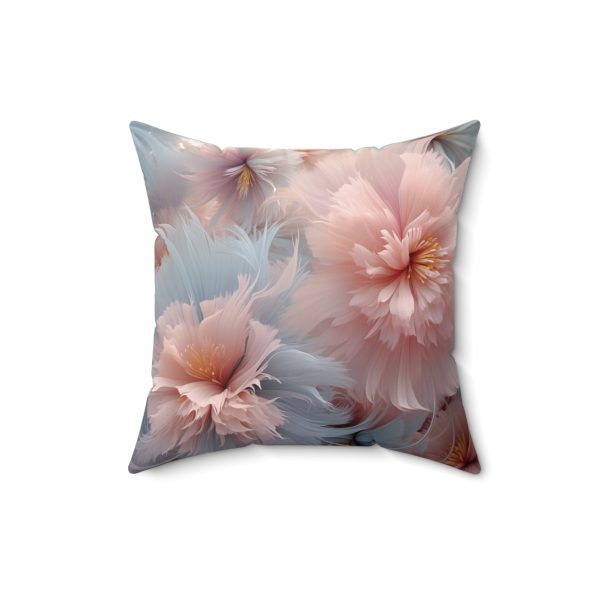 Powder Pink and Baby Blue Feathery Floral - Spun Polyester Square Pillow - Image 7