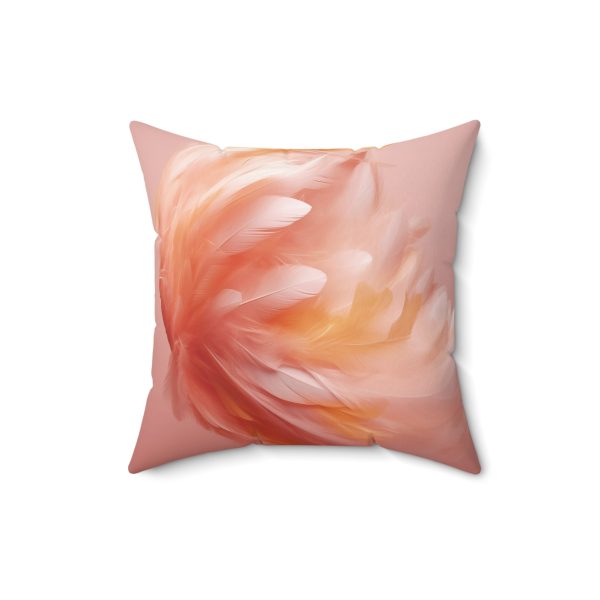 Lovely Fuzzy Feathers in Peach 02 - Spun Polyester Square Pillow - Image 7