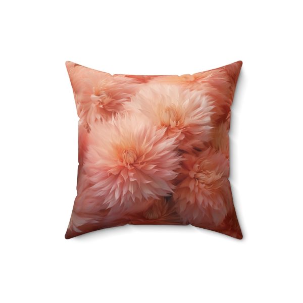 Lovely Fuzzy Buds in Peach 02 - Spun Polyester Square Pillow - Image 7